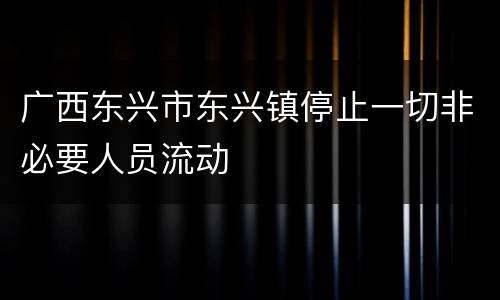 广西东兴市东兴镇停止一切非必要人员流动