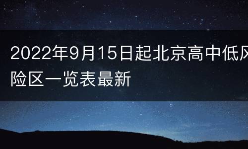 2022年9月15日起北京高中低风险区一览表最新