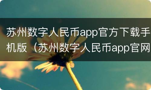 苏州数字人民币app官方下载手机版（苏州数字人民币app官网）