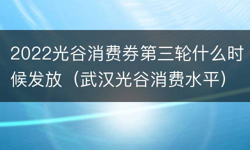 2022光谷消费券第三轮什么时候发放（武汉光谷消费水平）