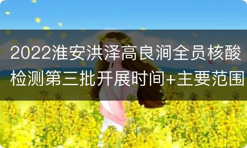2022淮安洪泽高良涧全员核酸检测第三批开展时间+主要范围