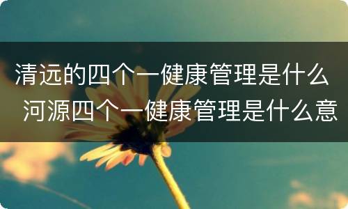 清远的四个一健康管理是什么 河源四个一健康管理是什么意思
