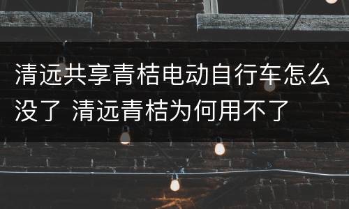清远共享青桔电动自行车怎么没了 清远青桔为何用不了