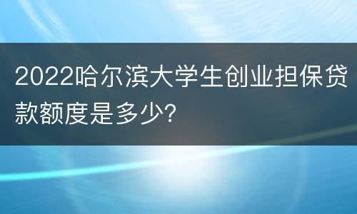 2022哈尔滨大学生创业担保贷款额度是多少？