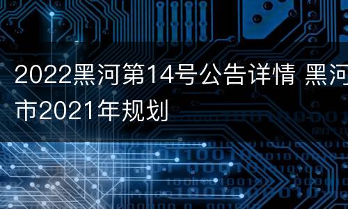 2022黑河第14号公告详情 黑河市2021年规划