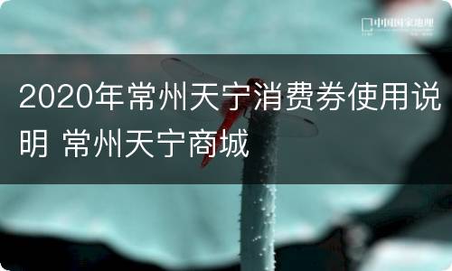 2020年常州天宁消费券使用说明 常州天宁商城