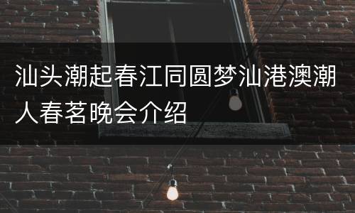 汕头潮起春江同圆梦汕港澳潮人春茗晚会介绍
