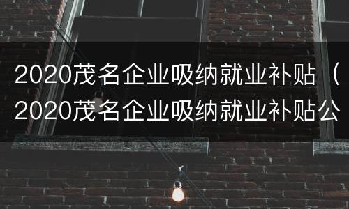 2020茂名企业吸纳就业补贴（2020茂名企业吸纳就业补贴公告）