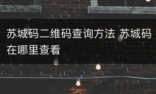 苏城码二维码查询方法 苏城码在哪里查看