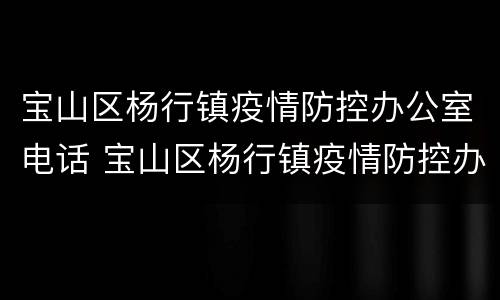 宝山区杨行镇疫情防控办公室电话 宝山区杨行镇疫情防控办公室电话是多少