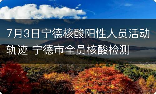 7月3日宁德核酸阳性人员活动轨迹 宁德市全员核酸检测