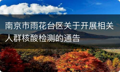 南京市雨花台区关于开展相关人群核酸检测的通告
