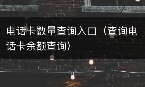 电话卡数量查询入口（查询电话卡余额查询）