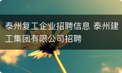 泰州复工企业招聘信息 泰州建工集团有限公司招聘