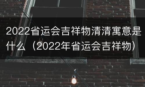 2022省运会吉祥物清清寓意是什么（2022年省运会吉祥物）