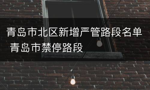 青岛市北区新增严管路段名单 青岛市禁停路段