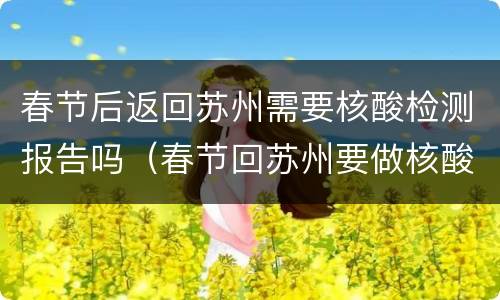 春节后返回苏州需要核酸检测报告吗（春节回苏州要做核酸吗）