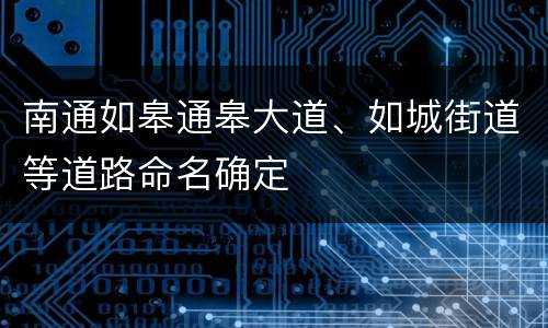 南通如皋通皋大道、如城街道等道路命名确定