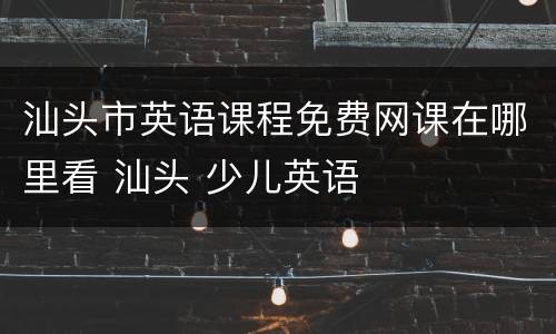 汕头市英语课程免费网课在哪里看 汕头 少儿英语