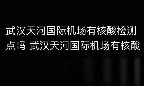 武汉天河国际机场有核酸检测点吗 武汉天河国际机场有核酸检测点吗今天