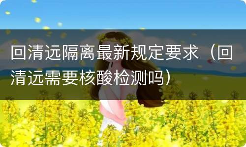 回清远隔离最新规定要求（回清远需要核酸检测吗）