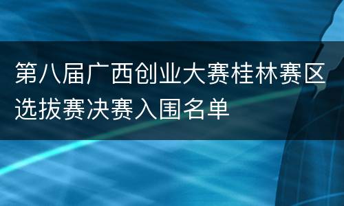 第八届广西创业大赛桂林赛区选拔赛决赛入围名单