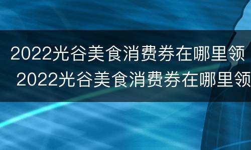2022光谷美食消费券在哪里领 2022光谷美食消费券在哪里领啊