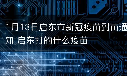 1月13日启东市新冠疫苗到苗通知 启东打的什么疫苗