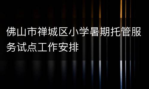 佛山市禅城区小学暑期托管服务试点工作安排