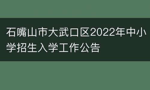 石嘴山市大武口区2022年中小学招生入学工作公告