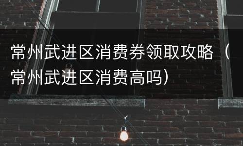 常州武进区消费券领取攻略（常州武进区消费高吗）