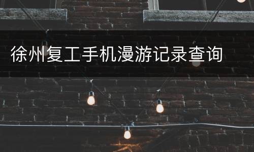 徐州复工手机漫游记录查询