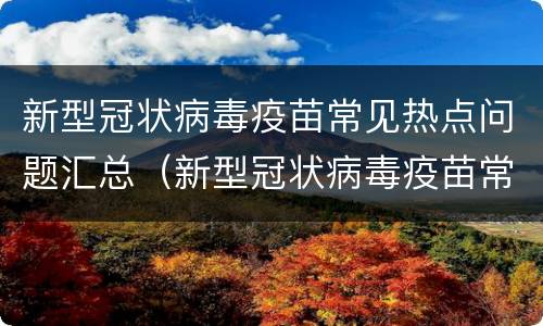新型冠状病毒疫苗常见热点问题汇总（新型冠状病毒疫苗常见热点问题汇总图）