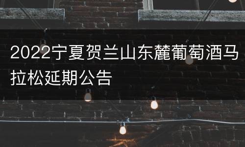 2022宁夏贺兰山东麓葡萄酒马拉松延期公告