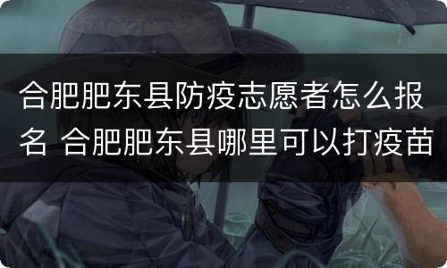 合肥肥东县防疫志愿者怎么报名 合肥肥东县哪里可以打疫苗