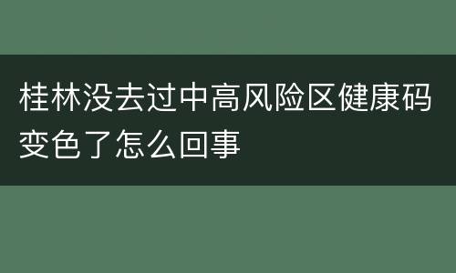 桂林没去过中高风险区健康码变色了怎么回事
