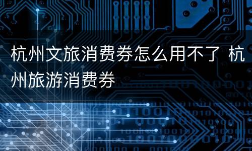 杭州文旅消费券怎么用不了 杭州旅游消费券