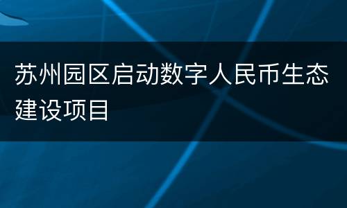 苏州园区启动数字人民币生态建设项目