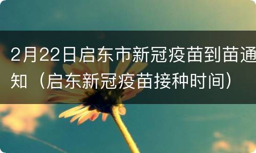 2月22日启东市新冠疫苗到苗通知（启东新冠疫苗接种时间）
