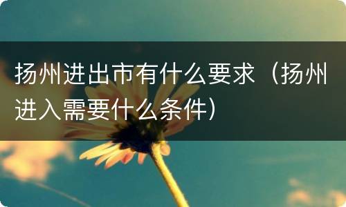 扬州进出市有什么要求（扬州进入需要什么条件）