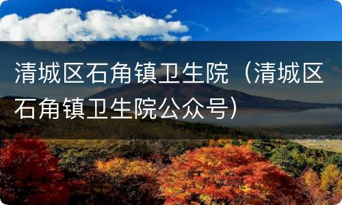 清城区石角镇卫生院（清城区石角镇卫生院公众号）