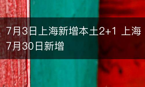 7月3日上海新增本土2+1 上海7月30日新增