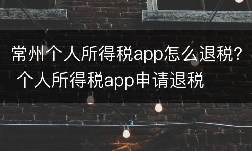 常州个人所得税app怎么退税？ 个人所得税app申请退税