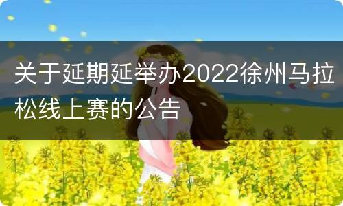 关于延期延举办2022徐州马拉松线上赛的公告