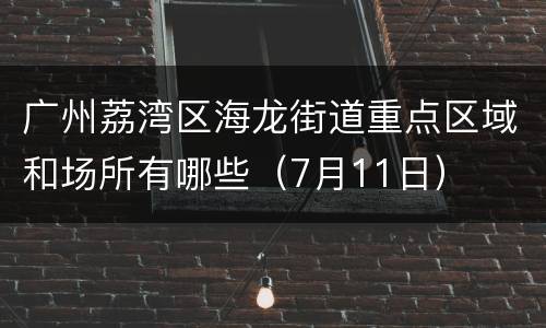 广州荔湾区海龙街道重点区域和场所有哪些（7月11日）