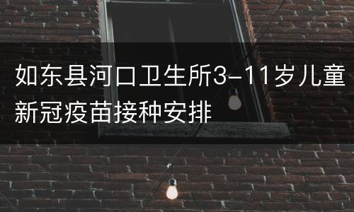 如东县河口卫生所3-11岁儿童新冠疫苗接种安排