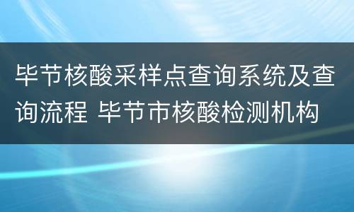 毕节核酸采样点查询系统及查询流程 毕节市核酸检测机构