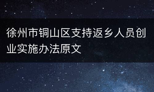 徐州市铜山区支持返乡人员创业实施办法原文