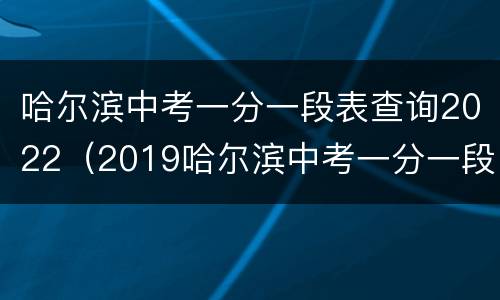 哈尔滨中考一分一段表查询2022（2019哈尔滨中考一分一段表）