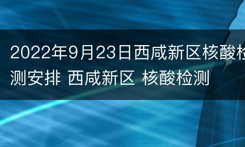 2022年9月23日西咸新区核酸检测安排 西咸新区 核酸检测